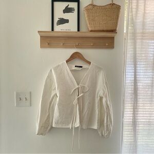 White front tie blouse